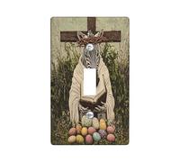 Plaque de protection pour interrupteur décoratif pour printemps, Pâques, zèbre sauvage, 1 interrupteur à bascule unique, croix d'animal vintage, œufs, plaque de commutation électrique pour chambre