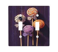 Plaque de protection pour interrupteur d'Halloween en forme de sucette, friandises violettes pour décoration saisonnière, plaques murales en thermoplastique, taille standard à double bascule