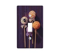Plaque de protection pour interrupteur d'Halloween en forme de sucette, friandises violettes pour décoration saisonnière, plaques murales en thermoplastique, taille standard