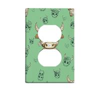 Plaque de protection pour interrupteur d'Halloween momie - Monstres mignons vert menthe pour décoration murale, plaques murales en thermoplastique - Prise duplex simple de taille standard
