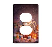 Plaque de protection pour interrupteur d'Halloween momie, orange effrayant et violet pour décoration murale, plaques murales en thermoplastique, prise duplex simple de taille standard