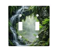 Plaque de protection pour interrupteur double cascade, fougères organiques naturelles, en plastique vert d'été, taille standard, pour la maison, le salon, la chambre à coucher, la salle de bain