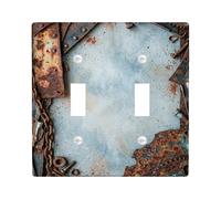 Plaque de protection pour interrupteur double - Chaîne en métal vintage industrielle - Sans plastique marron - Taille standard - Pour chambre à coucher, salle de bain, cuisine, entrée