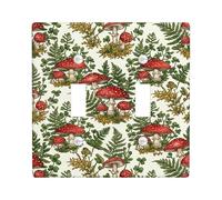 Plaque de protection pour interrupteur double champignon, nature, vintage, fougère, baie, automne, rouge, taille standard, décoration pour nouvel appartement, maison, chambre à coucher, bureau