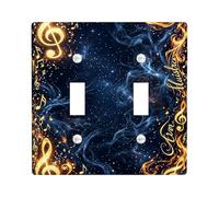 Plaque de protection pour interrupteur double e sol, notes de musique cosmiques élégantes, tourbillons, sans plastique doré, taille standard, pour maison, salon, nouvel appartement