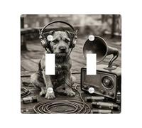 Plaque de protection pour interrupteur double en forme de chien, style vintage industriel, sans plastique noir, taille standard pour la maison, le salon, la chambre à coucher, la salle de bain