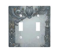 Plaque de protection pour interrupteur double en forme de chouette, art élégant, floral, géométrique, bleu automne, taille standard, pour chambre à coucher, salle de bain, cuisine, entrée