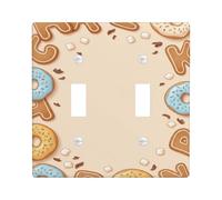 Plaque de protection pour interrupteur double en forme de donut, biscuits fantaisistes et ludiques, guimauve, sans plastique, beige, taille standard pour nouvel appartement, maison, chambre à coucher