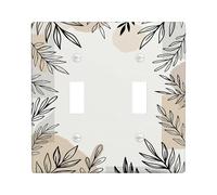 Plaque de protection pour interrupteur double en forme de feuilles, naturel moderne noir beige N/A en plastique noir taille standard pour salon, chambre à coucher, décoration de bureau