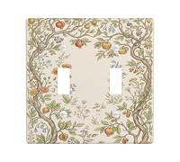 Plaque de protection pour interrupteur double en forme de fleurs, branches botaniques vintage, fruits, printemps, en plastique vert, taille standard, décoration pour maison, salon, nouvel appartement