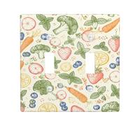 Plaque de protection pour interrupteur double en forme de fraise, brocoli naturel, vert citron, taille standard, pour nouvel appartement, maison, chambre à coucher, bureau
