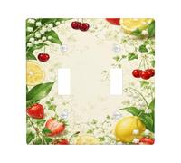 Plaque de protection pour interrupteur double en forme de fraise, cerises naturelles, citron, printemps, plastique, taille standard, pour maison, salon, nouvel appartement