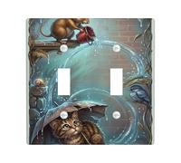 Plaque de protection pour interrupteur double en forme de souris, chaton ludique, oiseau, printemps, en plastique marron, taille standard, décoration pour nouvel appartement, maison, chambre à coucher
