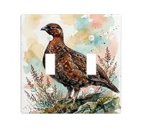 Plaque de protection pour interrupteur double en forme d'oiseau - Fleurs artistiques - Feuilles d'automne - En plastique marron - Taille standard - Décoration pour la maison, le salon, la chambre à