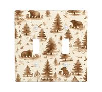 Plaque de protection pour interrupteur double en forme d'ours - Arbre rustique - Oiseau - En plastique marron - Taille standard - Pour maison, salon, nouvel appartement
