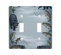 Plaque de protection pour interrupteur double en forme d'ours - En plastique gris - Taille standard - Décoration pour la maison, le salon, l'appartement