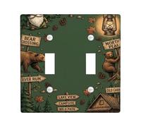 Plaque de protection pour interrupteur double en forme d'ours - Lanterne de nain d'extérieur rustique en plastique vert automne - Taille standard - Décoration pour la maison, le salon, la chambre à