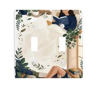 Plaque de protection pour interrupteur double en plastique vert automne, livre naturel confortable, taille standard, décoration pour maison, salon, nouvel appartement