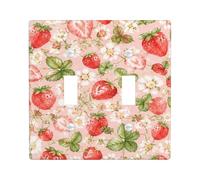 Plaque de protection pour interrupteur double fraise, art floral, vintage, fleur, feuille, printemps, pêche, plastique, taille standard, décoration pour maison, salon, nouvel appartement