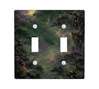 Plaque de protection pour interrupteur double lune - Arbres mystiques - Sans plastique vert - Taille standard - Décoration pour la maison, le salon, l'appartement