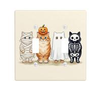 Plaque de protection pour interrupteur double motif chats en costume | Costumes de chat effrayants, accents de citrouilles, illustration fantaisie, décoration d'intérieur saisonnière