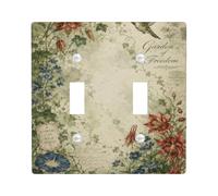 Plaque de protection pour interrupteur double motif colibri, fleurs naturelles vintage, feuilles vertes printanières, taille standard, décoration pour la maison, le salon, la chambre à coucher, la