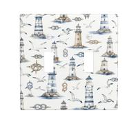 Plaque de protection pour interrupteur double phare, ancres nautiques côtières et mouettes côtières en plastique bleu d'été, taille standard, décoration pour salon, chambre à coucher, maison et bureau