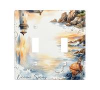 Plaque de protection pour interrupteur double phare, bouée côtière en coquillages aquarelle, bleu d'été, en plastique de taille standard, pour nouvel appartement, maison, chambre à coucher, bureau
