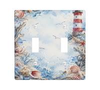Plaque de protection pour interrupteur double phare, coquillages nautiques côtiers, étoiles de mer, bleu été, en plastique taille standard, décoration pour maison, salon, nouvel appartement