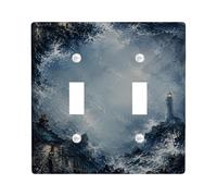 Plaque de protection pour interrupteur double phare, paysage marin, vagues, maisons, sans plastique bleu, taille standard, décoration pour salon, chambre à coucher, maison, bureau