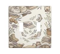 Plaque de protection pour interrupteur double pour salle de bain, chaussettes rustiques confortables en plastique beige automne, taille standard, décoration pour nouvel appartement, maison, chambre à