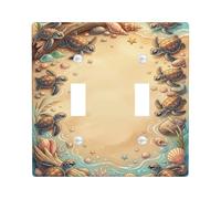 Plaque de protection pour interrupteur double tortue, coquillage naturel côtier corail bleu été en plastique taille standard pour maison, salon, nouvel appartement