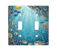 Plaque de protection pour interrupteur double tortue, poissons océaniques sous-marins, hippocampes, bleu d'été, taille standard, décoration pour maison, salon, nouvel appartement