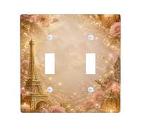 Plaque de protection pour interrupteur double tour de Paris, romantique vintage papillon rose doré printemps en plastique taille standard pour la maison, le salon, nouvel appartement