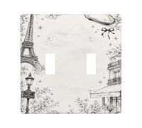 Plaque de protection pour interrupteur double tour de Paris - Vintage Chic - Pour lampe de rue, café, table à ressort - En plastique noir - Taille standard - Pour nouvel appartement, maison, chambre à