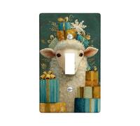 Plaque de protection pour interrupteur en forme d'agneau d'hiver, boîtes cadeaux festives et flocons de neige, plaques murales en thermoplastique, à bascule simple de taille standard