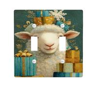 Plaque de protection pour interrupteur en forme d'agneau d'hiver, boîtes cadeaux festives et flocons de neige, plaques murales en thermoplastique, double bascule de taille standard