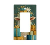 Plaque de protection pour interrupteur en forme d'agneau d'hiver, boîtes cadeaux festives et flocons de neige, plaques murales en thermoplastique, taille standard simple à bascule