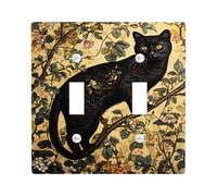 Plaque de protection pour interrupteur en forme de chat, motif floral vintage pour décoration d'intérieur, style toute l'année, plaques murales en thermoplastique, double bascule de taille standard