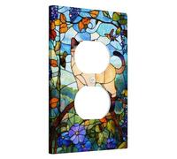 Plaque de protection pour interrupteur en forme de chat siamois, design vitrail pour décoration d'intérieur, couleurs vives pour les amoureux des animaux, taille standard, idéal pour le salon et la