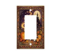 Plaque de protection pour interrupteur en forme de chien, citrouilles festives, lune, Halloween, orange, décoration pour salon, chambre à coucher, maison et bureau