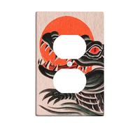 Plaque de protection pour interrupteur en forme de crocodile, motif animal sauvage noir et rouge pour décoration d'intérieur toute l'année, plaques murales thermoplastiques, prise duplex simple de