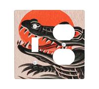 Plaque de protection pour interrupteur en forme de crocodile, motif animal sauvage noir et rouge pour décoration d'intérieur toute l'année, plaques murales thermoplastique, taille standard à bascule