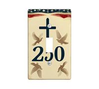 Plaque de protection pour interrupteur en forme de croix - Colombes patriotiques traditionnelles - Étoiles - Indépendance - Plastique beige - Taille standard - Pour salon, chambre à coucher, maison et