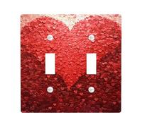 Plaque de protection pour interrupteur en forme de cœur, motif amour rouge pailleté pour décoration d'intérieur, décorations murales de vacances, plaques murales thermoplastiques de taille standard à
