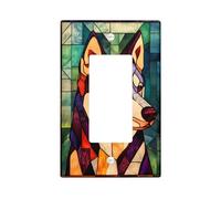Plaque de protection pour interrupteur en verre teinté Husky - Motif chien multicolore - Pour décoration murale d'hiver - Plaques murales décoratives en thermoplastique - Taille standard