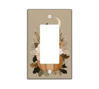 Plaque de protection pour interrupteur floral automnal, citrouille beige et fleurs pour décoration d'automne, plaques murales en thermoplastique, taille standard à bascule simple