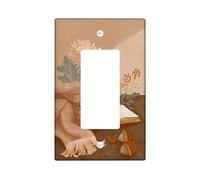 Plaque de protection pour interrupteur floral d'automne - Beige chaud - Fleurs de campagne pour décoration d'intérieur - Plaques murales en thermoplastique - Taille standard - Bascule simple
