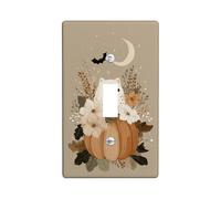 Plaque de protection pour interrupteur floral d'automne - Citrouille beige et fleurs pour décoration d'automne, plaques murales en thermoplastique - Bascule simple de taille standard