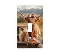 Plaque de protection pour interrupteur floral en forme de bovins des Highlands, décoration rustique marron rustique pour accessoires de maison, plaques murales thermoplastique, taille standard à